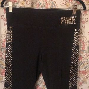 Pink studded bling yoga leggings